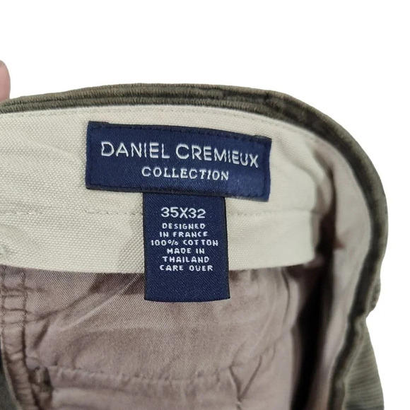 Daniel Cremieux Collection Pleated Corduroy Pants Cuffed Men Size 35 x 32 Green - Picture 6 of 9